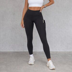 NWT OFFLINE by Aerie The Hugger High Waisted Black Leggings Smiley Logo